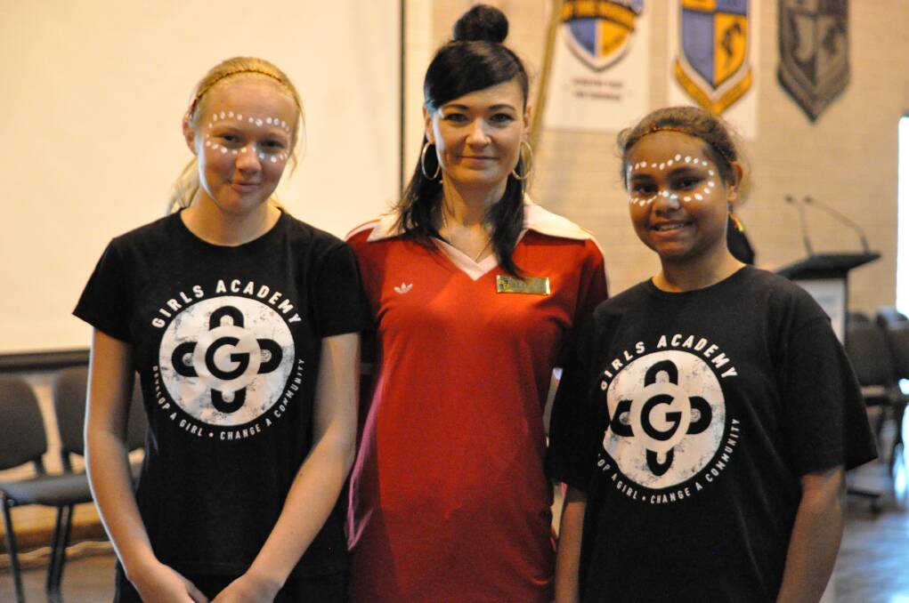 Newton Moor Senior High School's Girls Academy holds NAIDOC assembly for fellow staff and students. Photos: Thomas Munday. 
