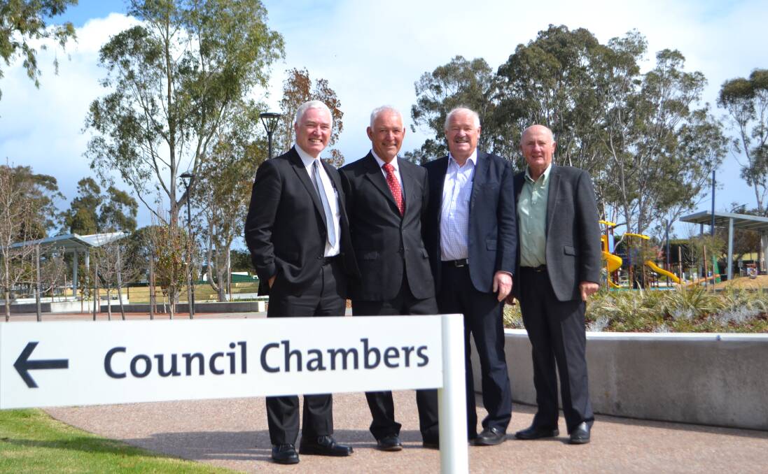 Looking ahead: Shire of Capel chief executive officer Ian McCabe, Collie-Preston MLA Mick Murray, Shire councillor and Deputy president Brian Hearne, and Shire president Murray Scott. Photo: Thomas Munday. 