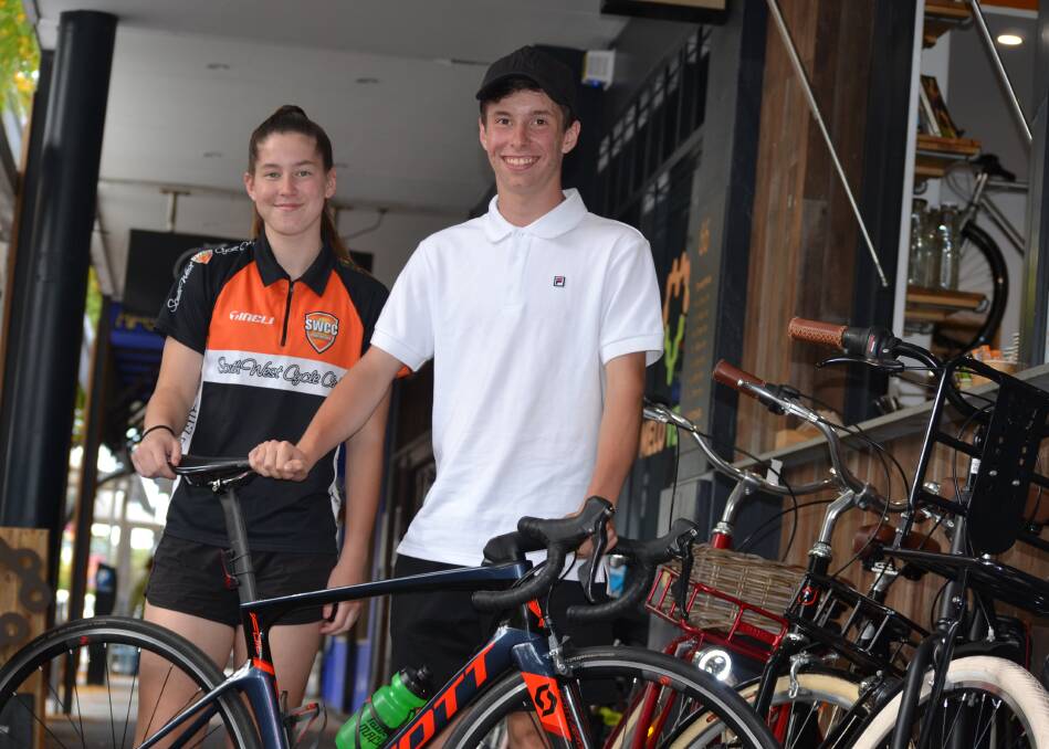 Full speed ahead: South West Cycle Club stars Isabella, 13, and Joshua Commons, 14. Photo: Thomas Munday. 
