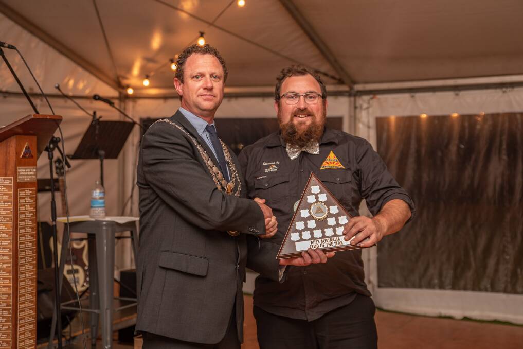 Winners and grinners: The Apex Club of Bunbury-Koombana received the 2018/19 Apex Australia Club of the Year Award last month. Photo: Supplied. 