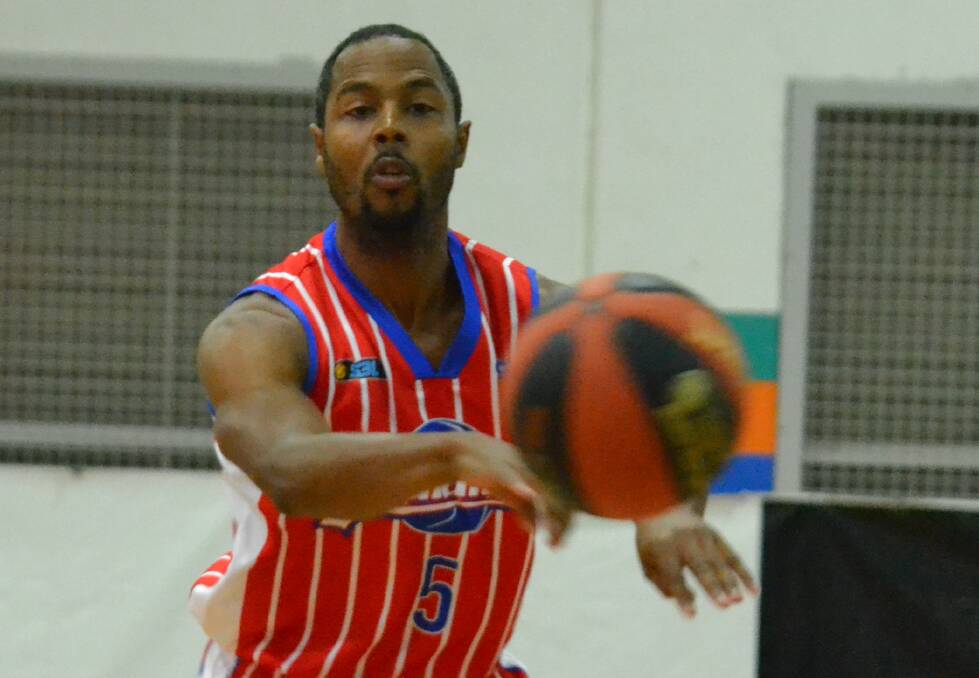 On the court: Slammers' captain Michael Lay claimed 18 points and 10 rebounds against the Goldfields Giants on Sunday. Photo: Thomas Munday. 