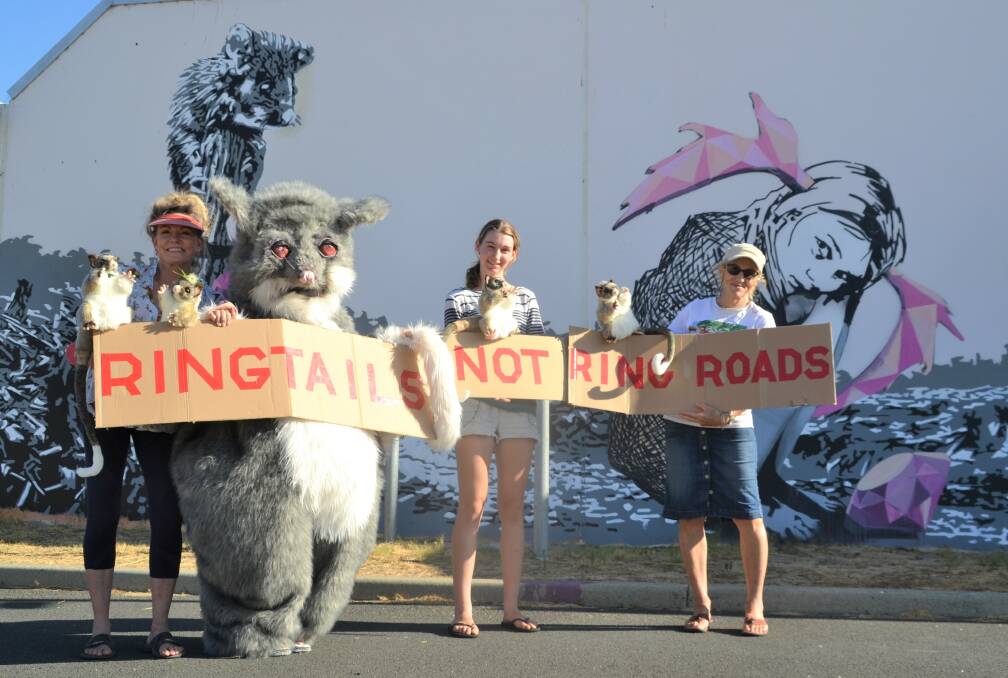 Taking a stand: Gelorup residents gathered at the AFK mural/BWS on Bussell Highway on January 17. Photo: Thomas Munday. 