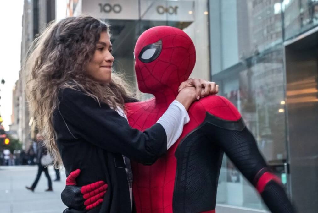 At the movies: MJ (Zendaya) and Peter Parker/Spider-Man (Tom Holland) shine in Spider-Man: Far From Home, in cinemas now. Photo: Supplied. 