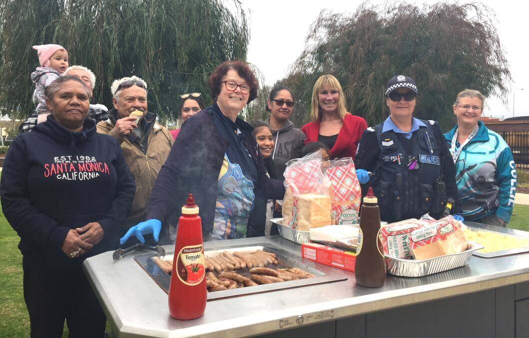 Having fun: Collie Police and community representatives attended this year's NAIDOC Week sausage sizzle on July 12. Photo: Collie Mail. 