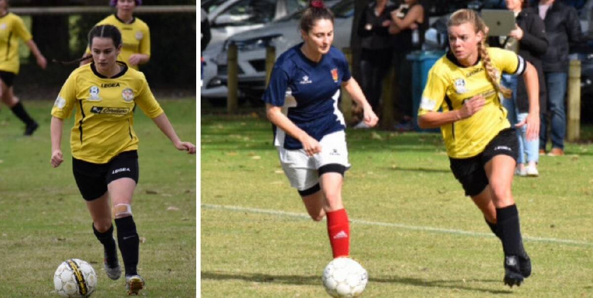 On the field: Firebirds' captain Lucy Scott and star Ruby Stevenson were effective in the side's 7-3 win over Bassendean. Photos: Supplied. 