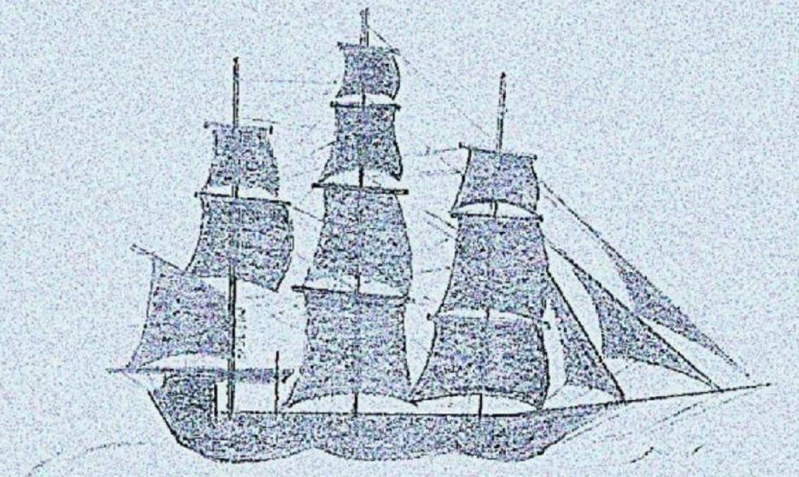 A piece of history: The Scott and McGregor families arrived in Western Australia aboard the sailing ship "Eliza" under Captain James Weddell on March 5, 1831. Drawing by Mary McGregor-Craigie.