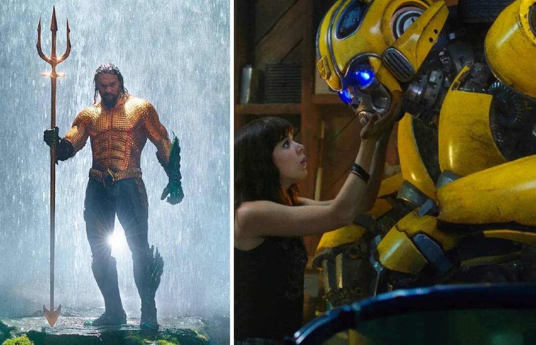 Action fest: Superhero flick Aquaman and reboot-prequel Bumblebee are in cinemas now. Photos: Supplied. 