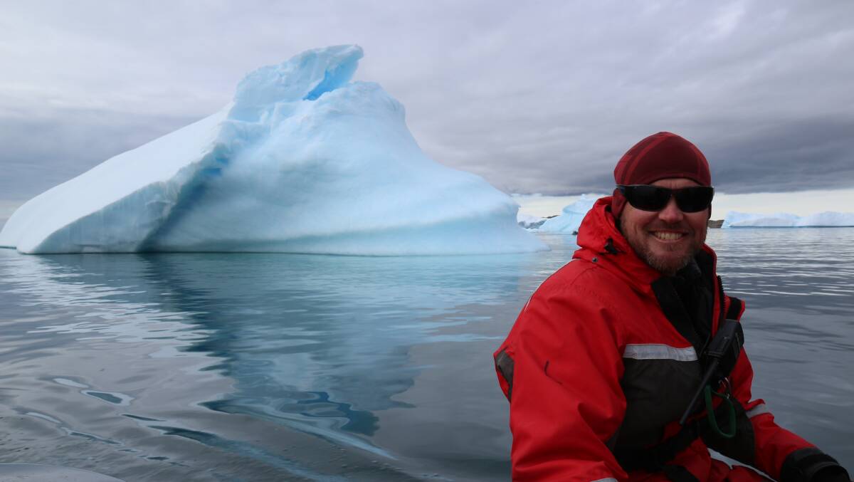 Damien Everett in the elements in Antarctica. Pictures: supplied