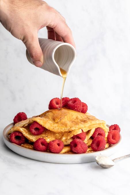 Raspberry and vanilla pancakes. Picture: Aaron Day