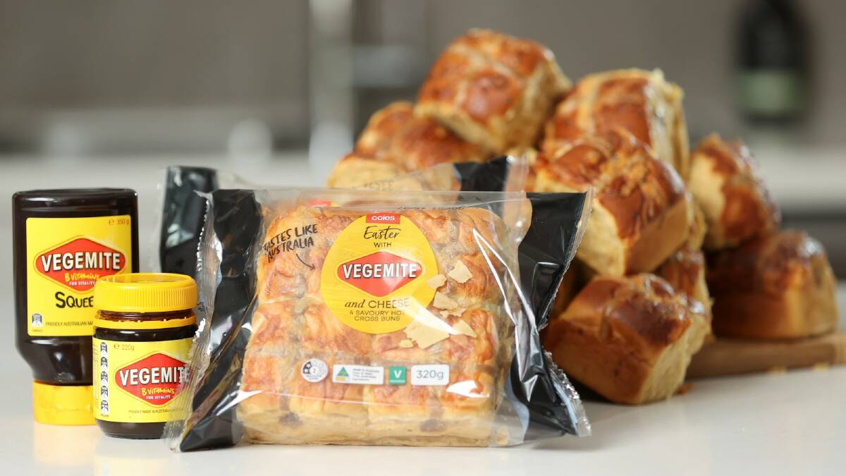 Coles has released cheese and Vegemite hot cross buns just days after Christmas. Picture: Supplied