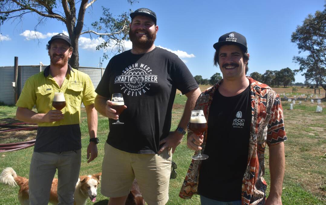 Rocky Ridge brewer Ash Gale, South West Craft Beer Festival event manager Jack Rogers and Rocky Ridge cellar door manager Liam Marsh.