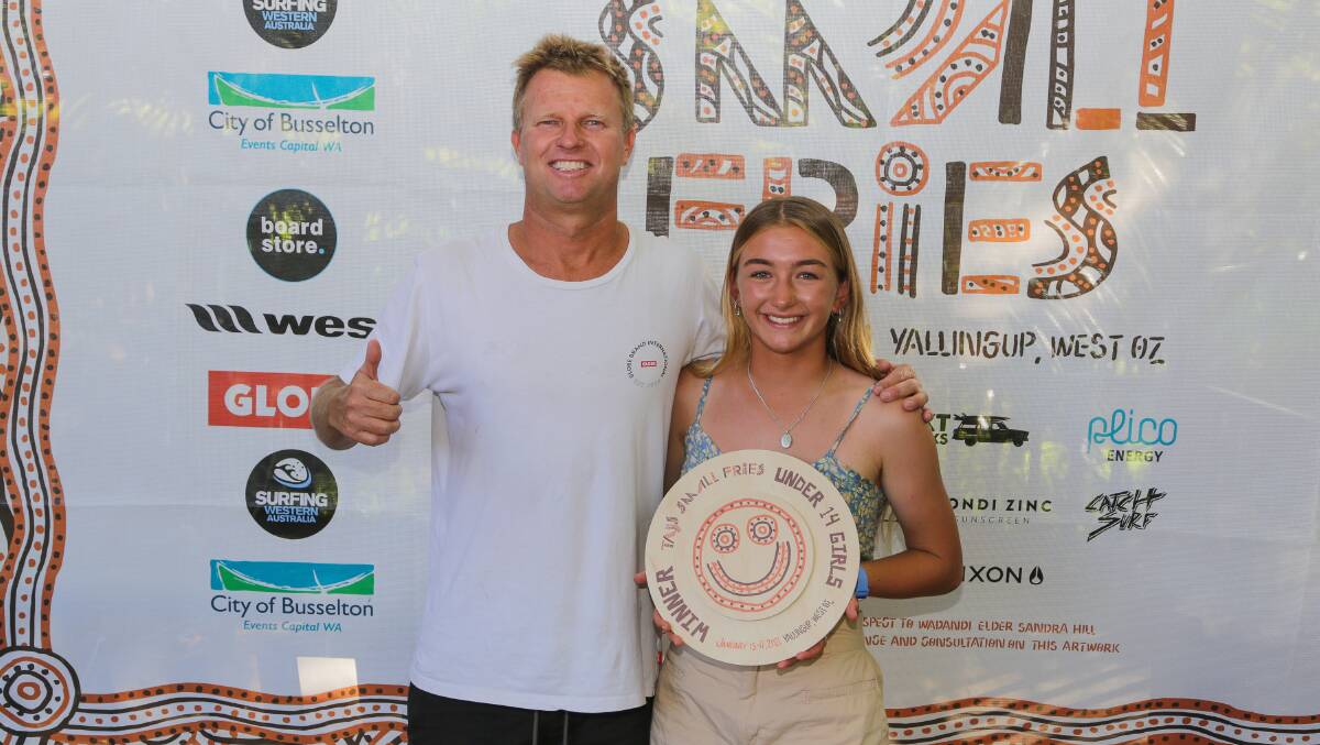 Taj Burrow and Isi Campbell. Image supplied by Surfing WA/Woolacott.