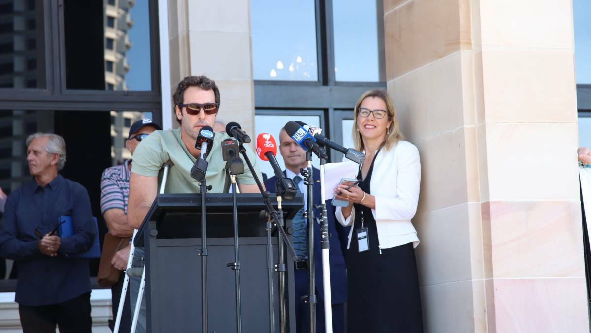 Shark rally at Parliament House in May. Image supplied.