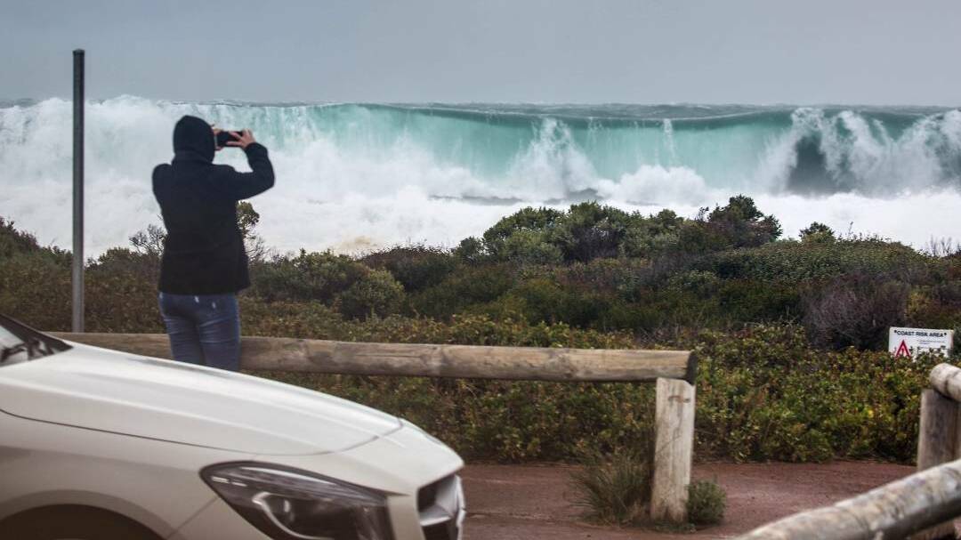 Storm front created a huge swell at Yallingup in May 2020. Photo by Frank Eckler.
