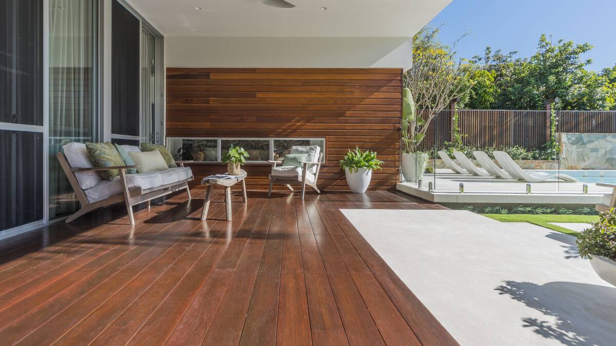 With a stunning gloss, the new timber deck is welcoming and warm.