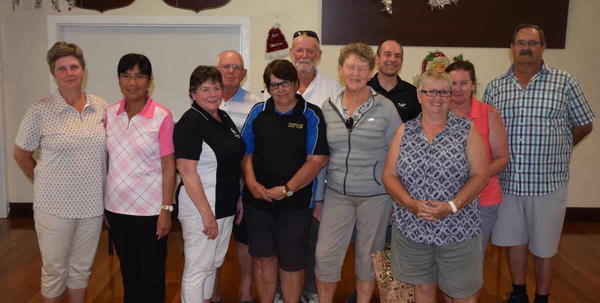 Winners are grinners: Trophy winners and sponsors from the Collie Golf Club's Summer Open event. Jeff Crowe and Dion Smallwood took out the men's and women's titles. Photo: Ashley Bolt.