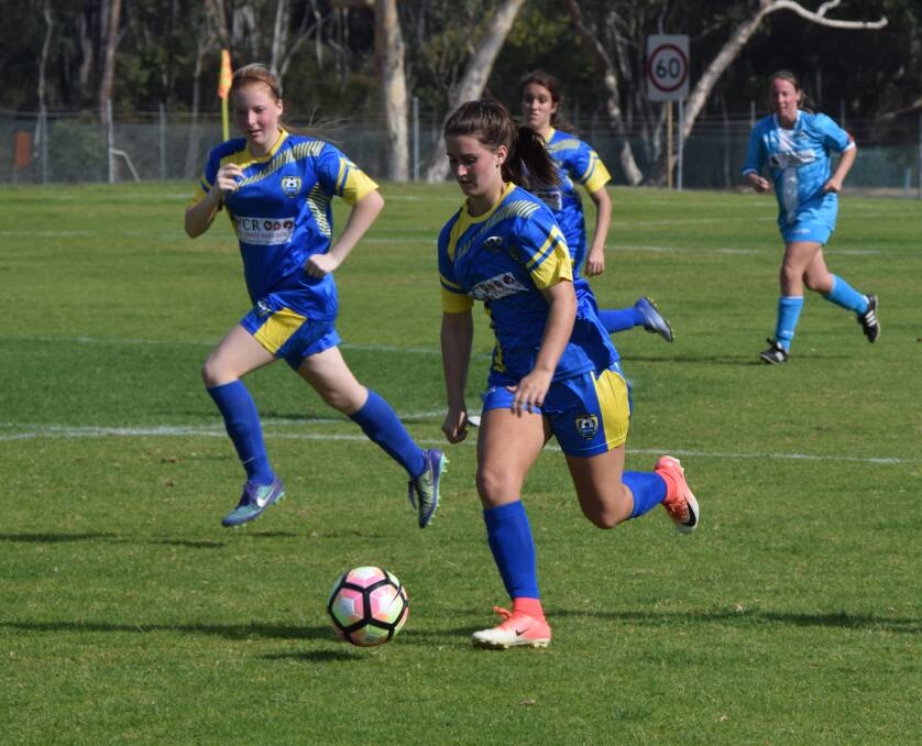 Soccer fever: Dakota Van Vugt scored a hat-trick in Australind's 5-1 win over Collie in the women's premier league reserves competition. Photo: Ashley Bolt