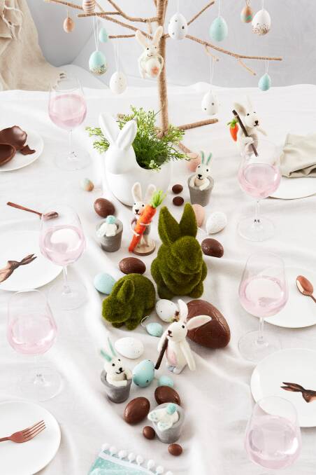 Custom: Hanging eggs from branches is a popular Easter pastime in Europe. Pictured are items from Adairs Easter 2018 range.