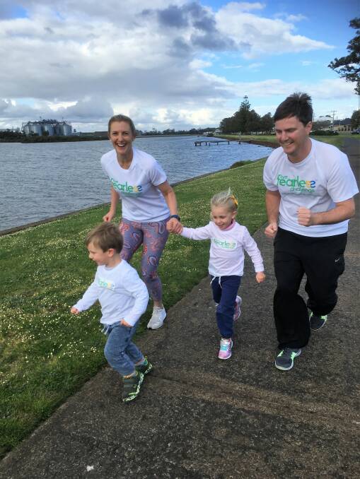 Shane, Dana, Anabel, 5, and Wyatt, 3, Maher are ready to step out 150 kilometres during the month of September for the Live Fearless Challenge to raise awareness and funds for Crohns. Image supplied. 