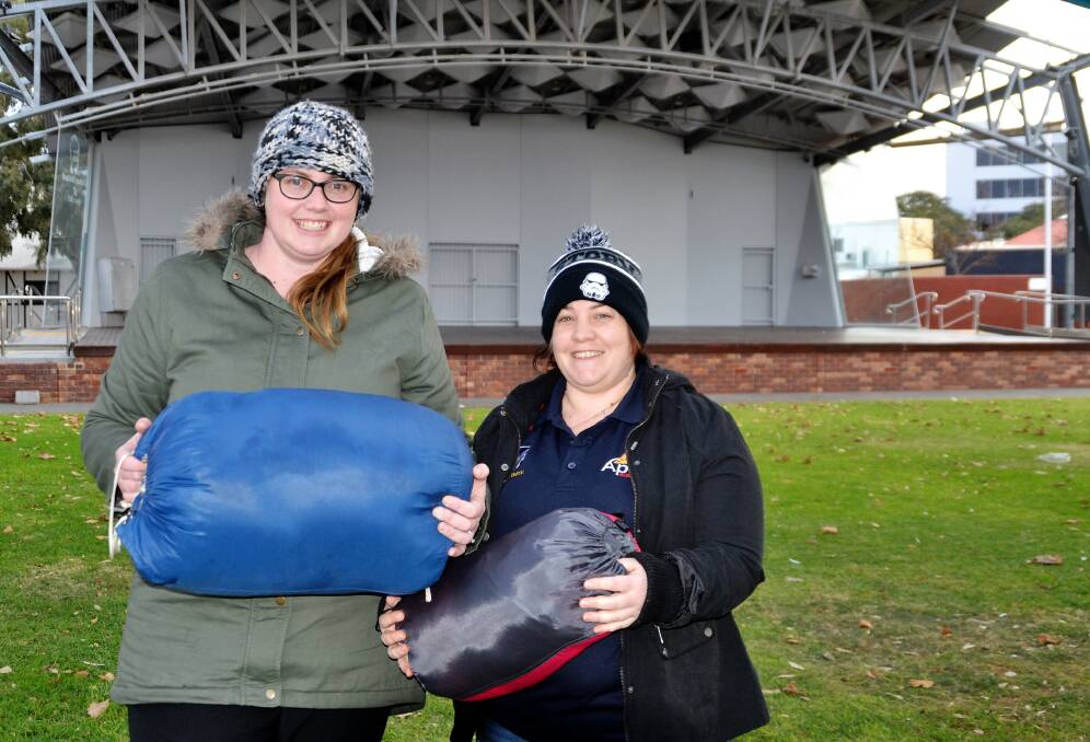 Supporting Bunbury's homeless community: Apex Bunbury Sleepout secretary Emily McKelvie and chair Sasha Nicholls. Photo: Emily Sharp. 