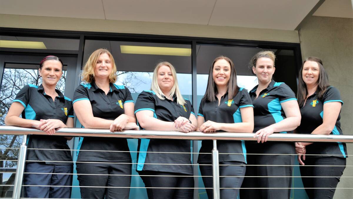 The power of work: atWork Australia Bunbury team Tonia Russell, Robyn Frost, Sarah Thompson, state manager Claire Kavangh, Justine Feather and Mandy Gardiner. Photo: Emily Sharp. 