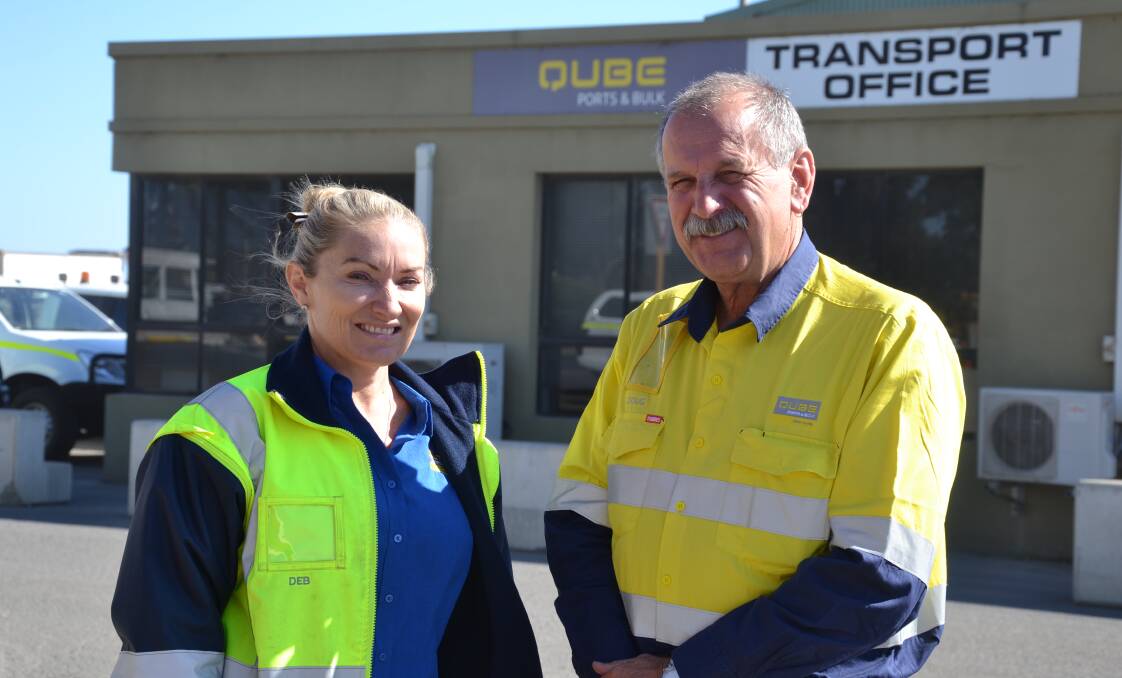 Sharing the road: Qube health and safety advisor Deb Symonds and Doug Lalon encourage South West drivers to be more aware of heavy vehicles when driving. 