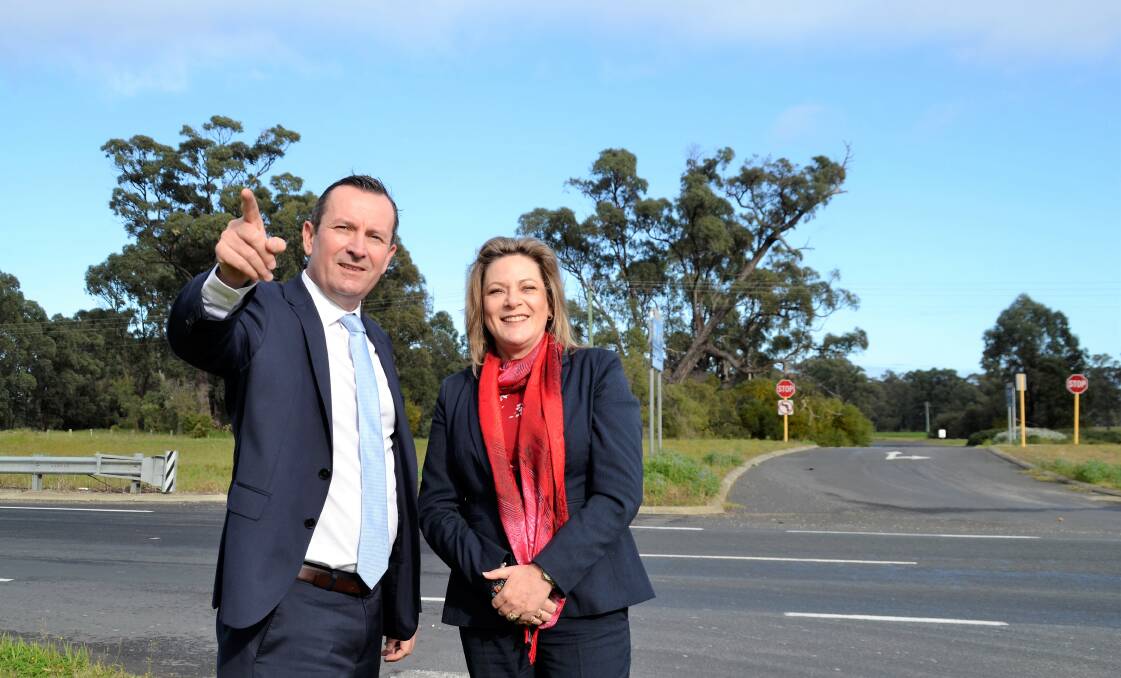 Premier Mark McGowan met with Murray-Wellington MLA Robyn Clarke at the corner of Myalup Road and Forrest Highway to make the funding announcement. 