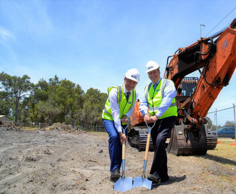 Mental Health Minister Roger Cook and Bunbury MLA Don Punch officially turn the sod as works commence on the step-up step-down mental health facility. 