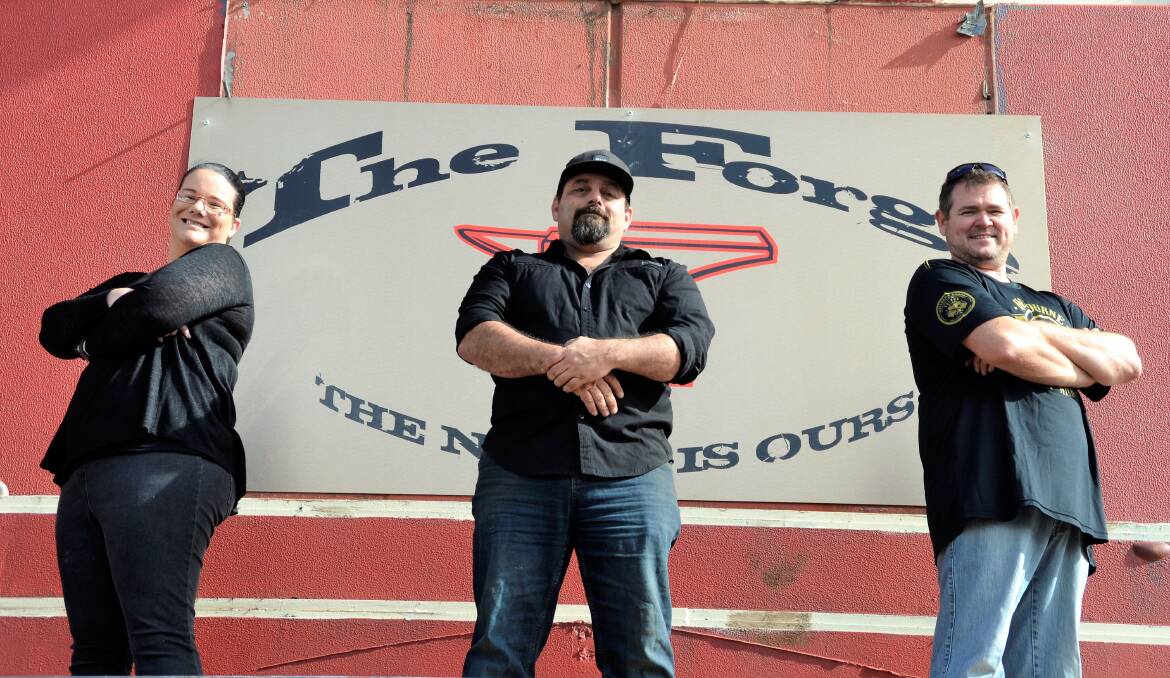 The night is ours: The Forge bar manager Raelee Taylor, owner James Battah and entertainment manager Kaycee Taylor are aiming to bring the fun back to Bunbury nightlife. Photo: Emily Sharp. 