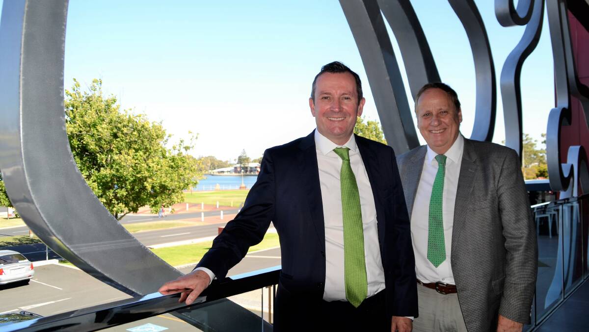 Thanking the South West's volunteers: Premier Mark McGowan with Bunbury MLA Don Punch. Photo: Emily Sharp. 