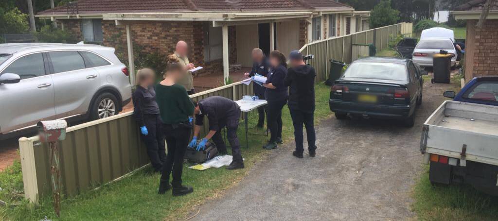 Counter terrorism police carrying out a raid of a Sanctuary Point home on Saturday. Picture: NSW Police