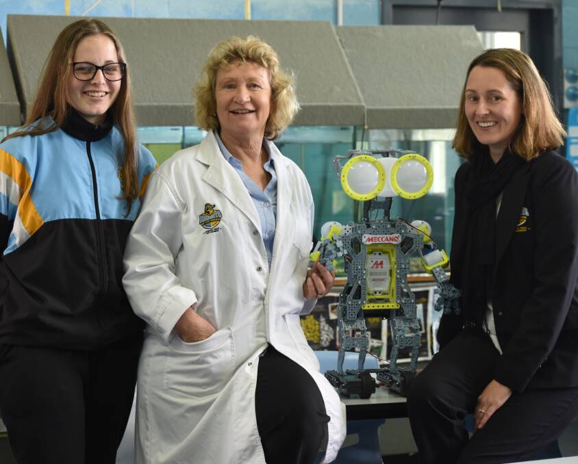 Success celebrated: Young Scientist Award for Secondary recipient Connie O' Reilly, head of science and engineering Lorraine Ellis and STEM coordinator Jade Warrington. Photo: Ivy James 