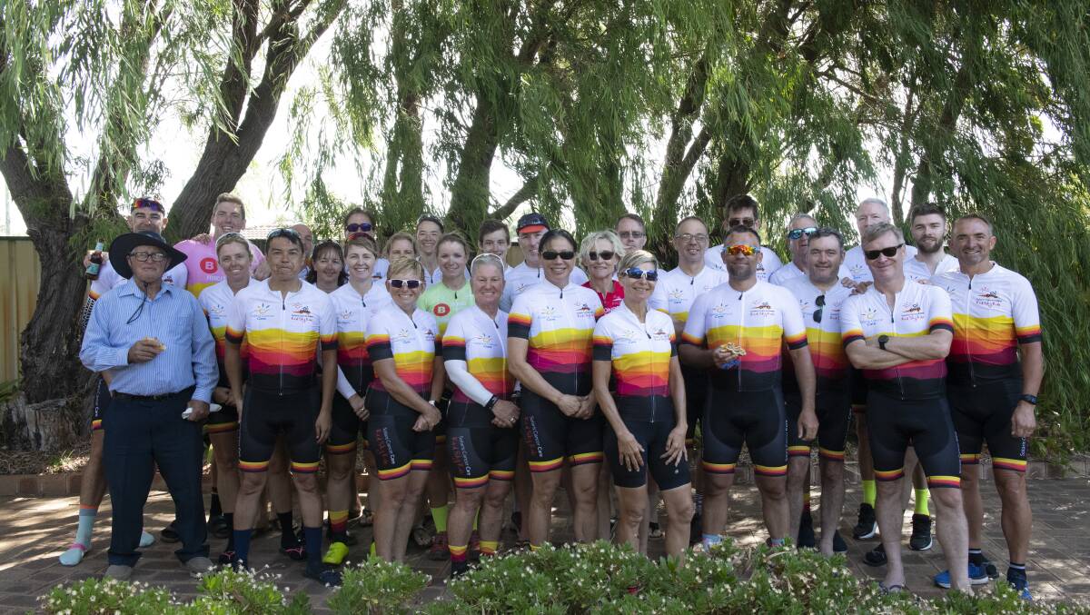 Red Sky Ride cyclists stopped into Bunbury's Solaris Care Centre on their last day of the challenge. Photo by Maree Laffan.