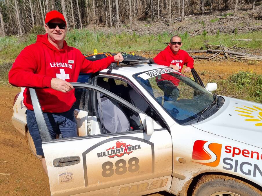 Rally: Scott Gummery and friend/co-driver Chris Mosele during the 2021 Bulldustnback event. 