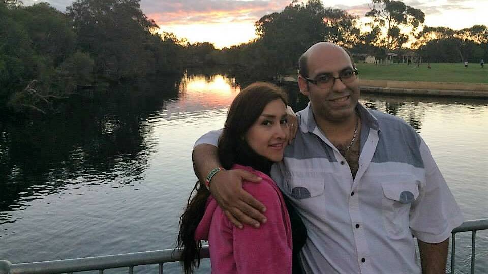 Ati Sadeghi and her husband a few days after they arrived in Australia. Photo is supplied.