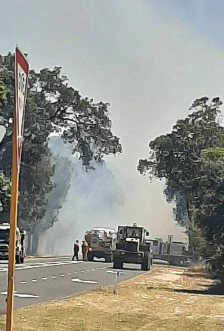 Fire fighters were on scene between Old Coast Road and Marine Drive in Leschenault. Photos by Matt Murray.