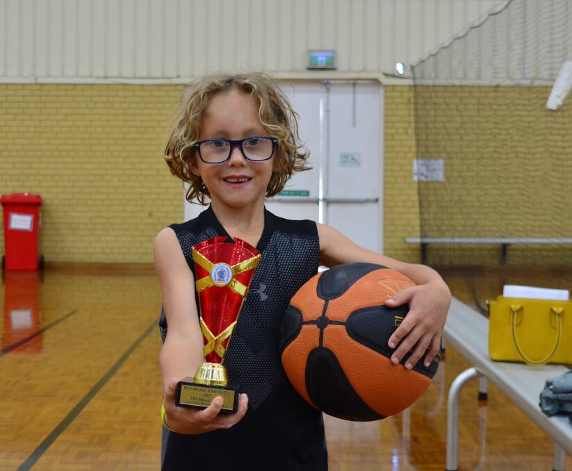 Six-year-old Levi Andrew took out the under 9s mixed MVP award at the recent Noongar Basketball Carnival.