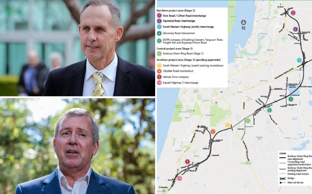 Lash out: Environmental advocate Dr Bob Brown has critisiced WA environment minister Reece Whitby (bottom image) on his approval of the appeal report into the southern section of Bunbury Outer Ring Road.