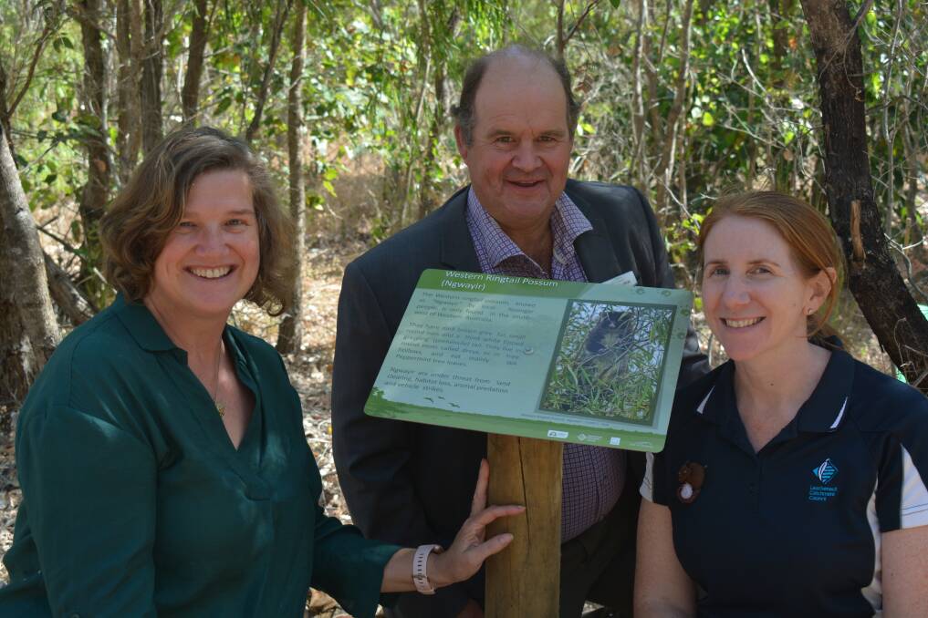 Opening: Shire of Dardanup environment officer Jacquie Nicholl, acting shire president Tyrrell Gardiner and Leschenault Catchment Council's Katrina Zeehandelaar-Adams. Picture: Jemillah Dawson.