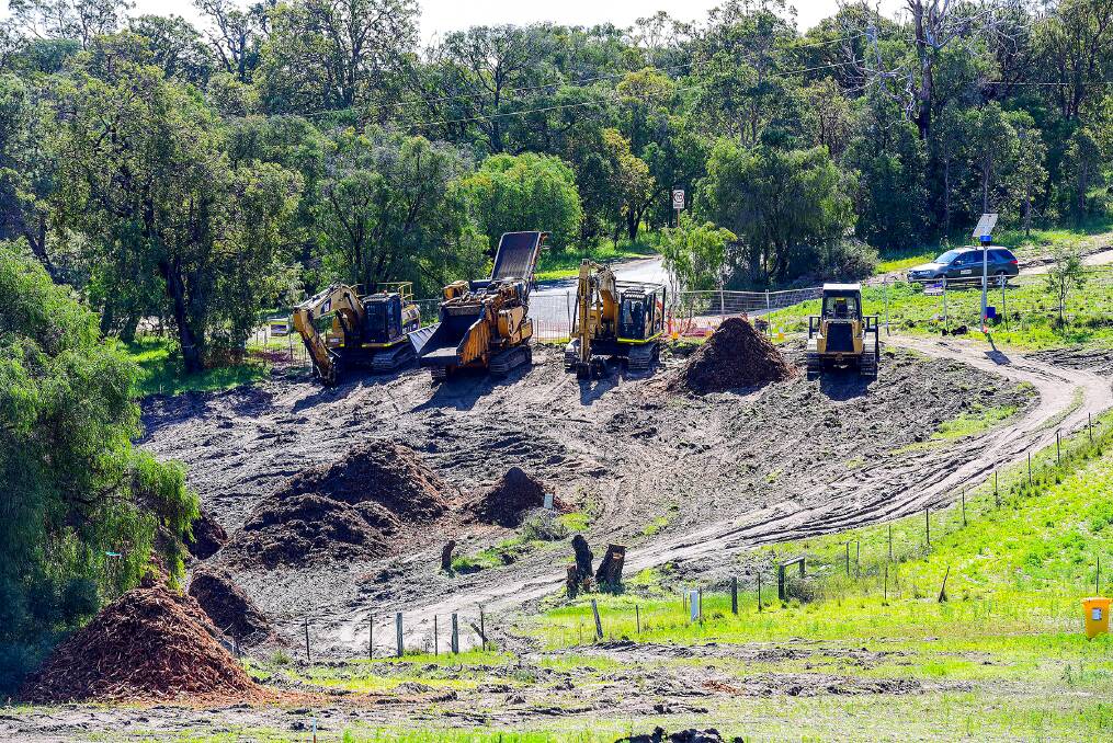 Idle: Main Roads equipment sat temporarily idle after a federal court injunction was put on the southern section of the Bunbury Outer Ring Road on August 5. Picture: David Bailey.