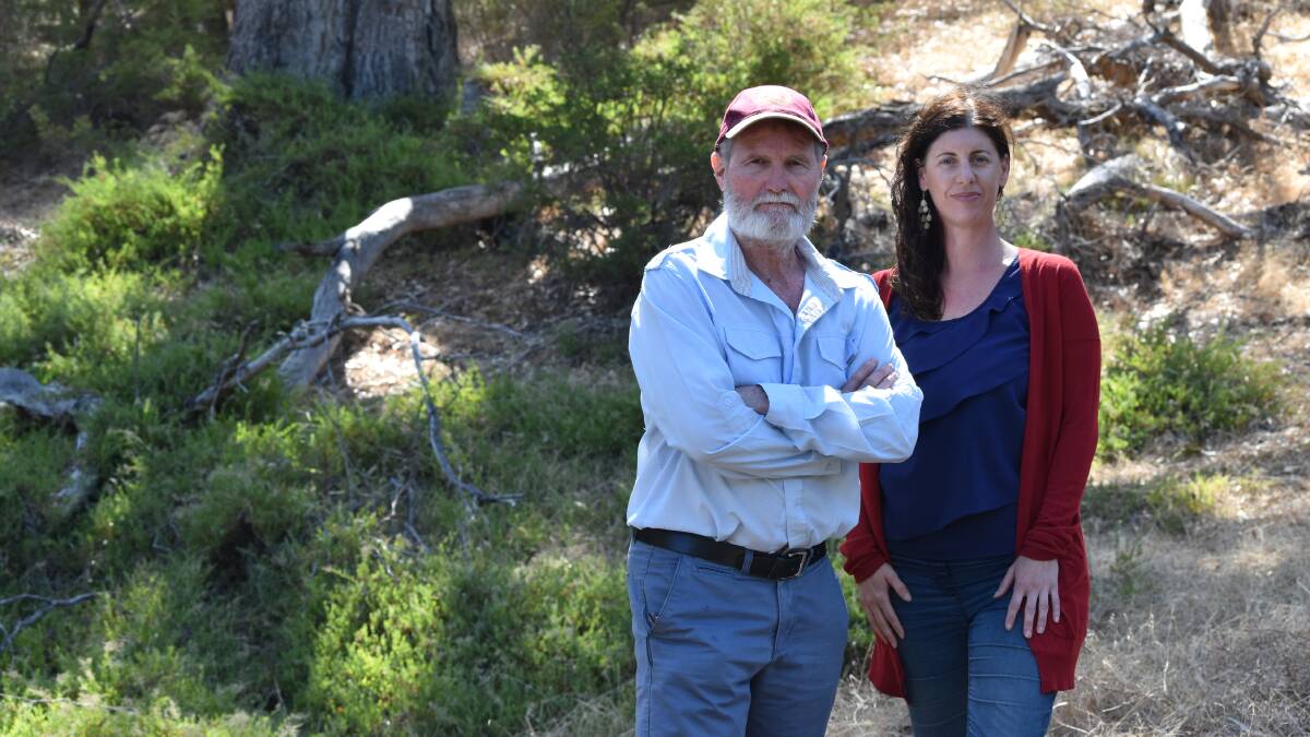 Draw the line: Members of the Save Dalyellup Bushland group Peter Ashton and Kerry Bemrose would like to see the development axed. Picture: Emily Sharp.