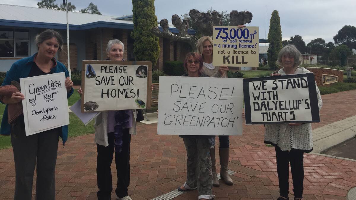 Sue Kaleb, Pat Scott, Ann Dunstall, Jill THompson-White and Doreen Jones were protesting out the front of the Shire of Capel council chambers on Thursday April 26.