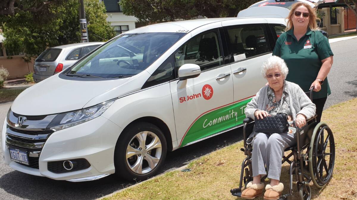 Marjorie Williams with St John Ambulance community support team member. Photo is supplied.