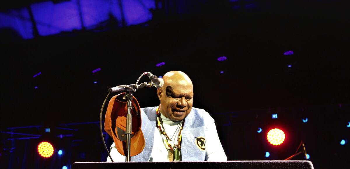 HONOURED: ARIA Hall of Fame inductee and nominated artist Archie Roach performing to a full house at the 2020 Port Fairy Folk Festival. Picture: Kyra Gillespie.