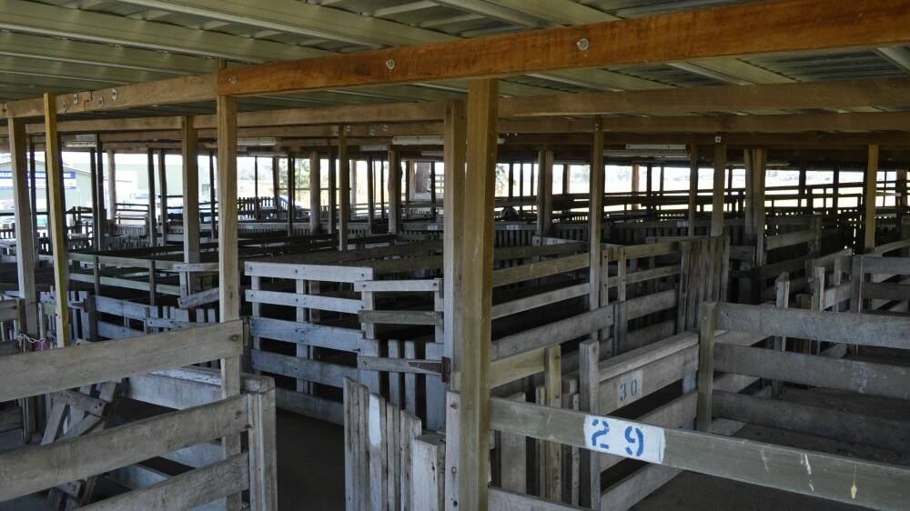 The pig and calf saleyard is made of timber round posts and timber palings. Picture: Queensland government