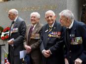 World War II veterans Dennis Davis, second from left, met up with fellow veterans on Monday. (Bianca De Marchi/AAP PHOTOS)