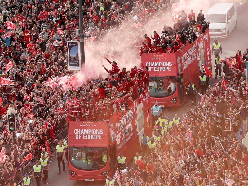 Up to 750 thousand fans have welcomed home Champions League winners, Liverpool.