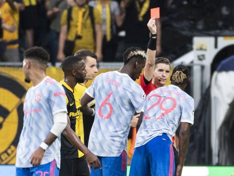 Aaron Wan-Bissaka has been sent off in Manchester United's Champions League loss at Young Boys.