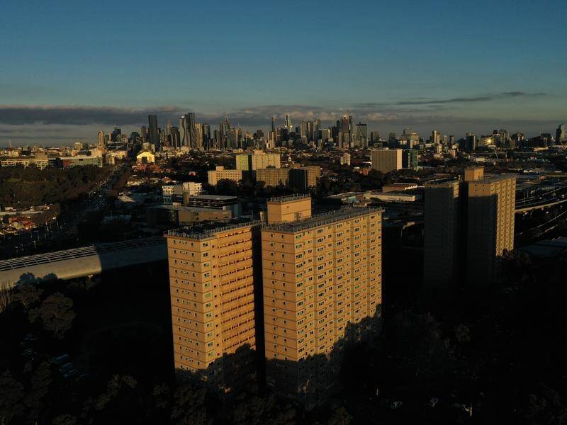 Five high-rise public housing towers in Flemington are among 44 in Melbourne set to be redeveloped. (James Ross/AAP PHOTOS)