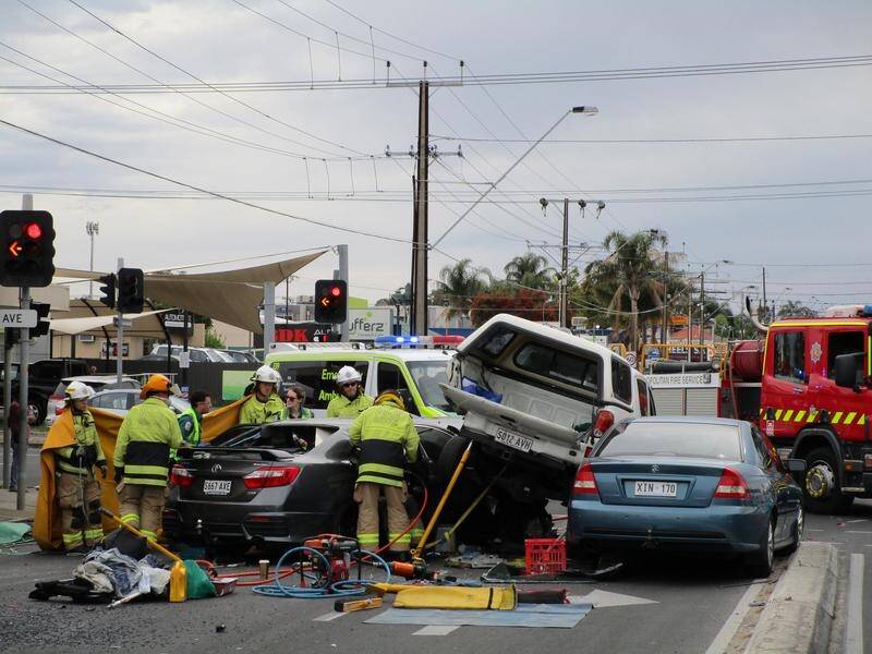 A driver had to be freed from his vehicle after a four-car pile-up in Klemzig, Adelaide.